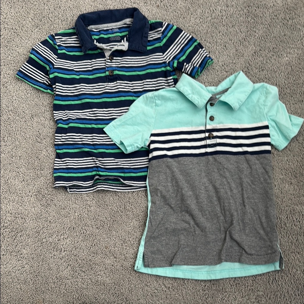 Striped Kids Polo Shirts - Blue and Green